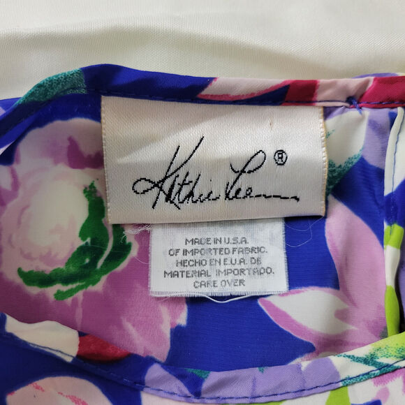 Kathie Lee Shirt Womens 6 Top Multicolor Floral Short Sleeve Round Keyhole Neck - Picture 7 of 10
